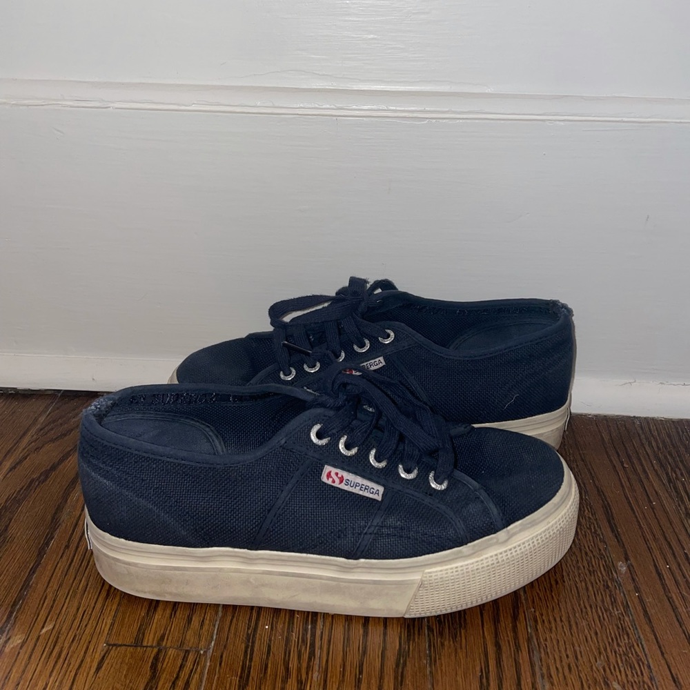 navy blue Superga platform sneakers, women’s size 7.5 (EUR 38)